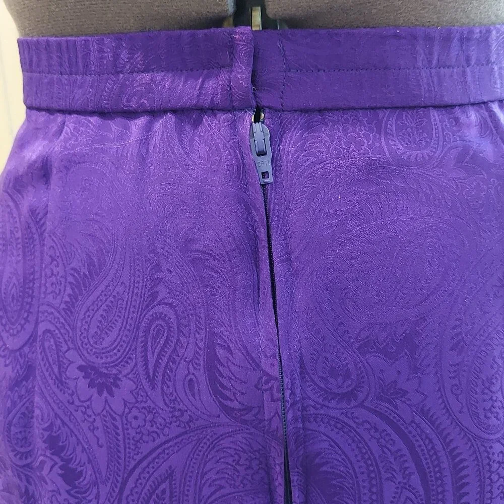 Maggy London PURPLE 100% Silk Asian Inspired Dress Suit Size 4P - Picture 13 of 13